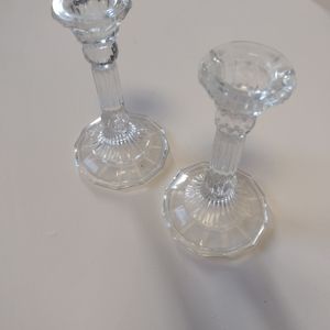 2 glass candle holders